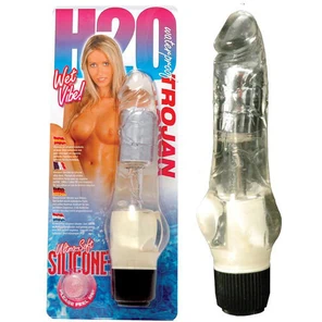  Прозрачный гелевый водонепроницаемый вибратор H2O TROJAN WATERPROOF VIBRATOR 17 см 