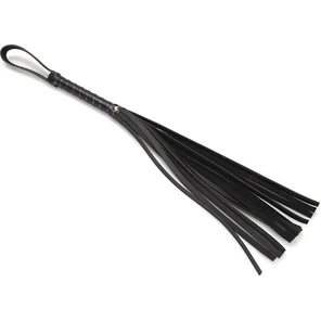  Черная BDSM-плетка из искусственной кожи средней длины 