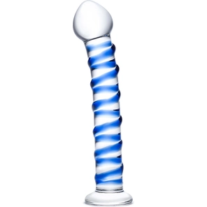  Стеклянный фаллоимитатор с голубой спиралью Blue Spiral 18,5 см 