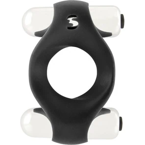  Чёрное эрекционное кольцо Double Vibrating Endless Cockring с вибрацией 
