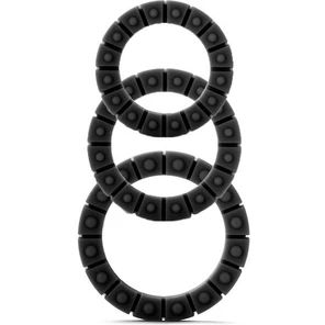  Чёрные эрекционные кольца Silicone Love Wheel 3 sizes с пупырышками (3 шт.) 