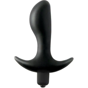  Чёрная анальная вибропробка с широким основанием Vibrating Perfect Plug 12,5 см 