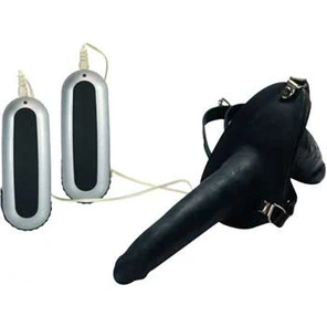  Женский фаллопротез Black Vibro Duo Prosthetic Medium с двумя пультами 