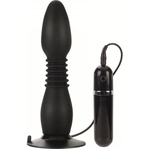  Чёрная анальная пробка с хребтом и присоской COLT Easy Flex Glider 18,5 см 