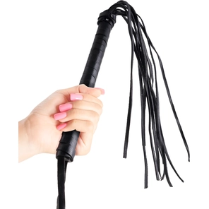  Чёрная кожаная плетка Cat-O-Nine Tails 63,5 см 
