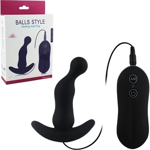  Вибростимулятор анальный Balls Style Vibrating Anal Plug чёрного цвета 