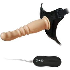  Телесный страпон с вибрацией 10Mode Vibrations Harness-G spot Dong 18,7 см 