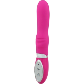  Розовый вибратор с ребристым выступом Big Finger Vibe 18 см 
