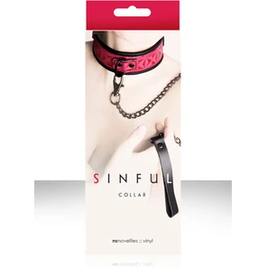  Розовый ошейник SINFUL COLLAR с цепью-поводком 