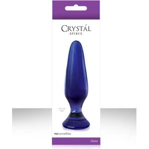  Стеклянная синяя анальная пробка Crystal Spires 