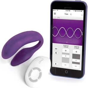  Фиолетовый вибромассажёр для двоих We-Vibe 4 Plus на радиоуправлении 