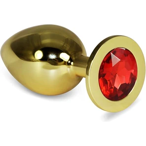  Анальная пробка Butt Plug Gold Large с красным камнем 10,1 см 