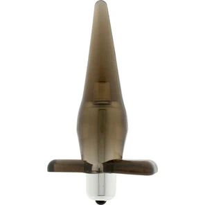  Дымчатая анальная пробка Power Buttplug с вибрацией 12 см 