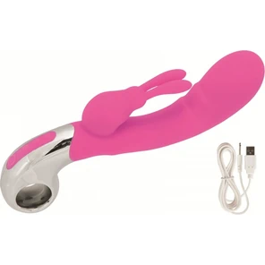 Розовый вибратор Embrace Bunny Wand 21 см 