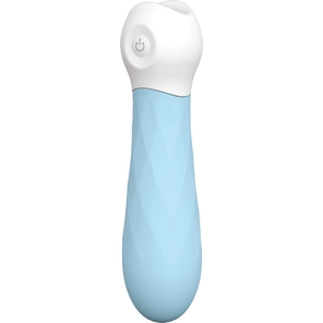  Голубой силиконовый мини-вибромассажер DIAMOND BABY BOO 12 см 