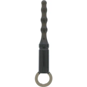  Черная анальная пробка ANAL BEADS WITH LOOP 12,3 см 