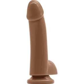  Кофейный гладкий фаллоимитатор на присоске с мошонкой Smooth 5 Inch Dildo 17 см 