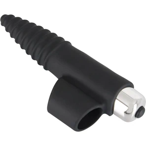  Черная вибронасадка на палец с винтовым наконечником Finger Vibrator 10,5 см 