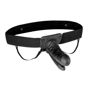  Полый страпон с двумя отростками и вибрацией Unisex Vibrating Hollow Strap-On Double Penetrating Dildo 17,8 см 