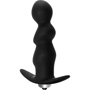  Чёрная фигурная анальная вибропробка Spiral Anal Plug 12 см 