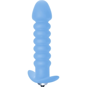  Голубая анальная вибропробка Twisted Anal Plug 13 см 