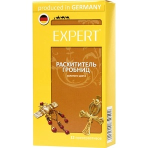  Золотистые презервативы Expert Расхититель гробниц 12 шт 