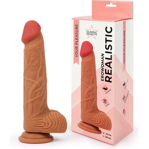  Реалистичный фаллоимитатор Erowoman телесного цвета с мошонкой 