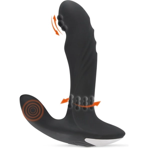  Черный вибромассажер простаты с функцией римминга Plug with Perineum Stimulator 16,6 см 