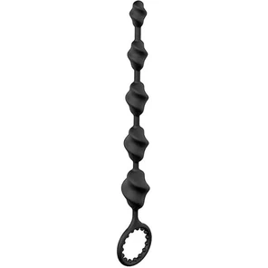  Черная анальная цепочка TWISTED BEADS 23 см 