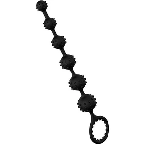  Черная анальная цепочка с шишечками RINGED BEADS 23 см 