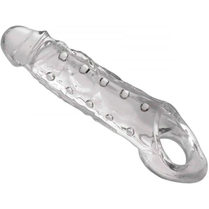  Прозразная закрытая насадка на пенис с поддержкой мошонки Clearly Ample Penis Enhancer 22 см 