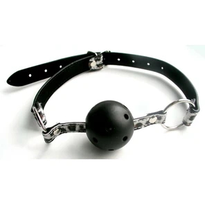  Чёрный кляп-шарик Ball Gag на ремешках с леопардовым принтом 