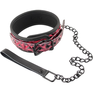  Розово-чёрный ошейник с поводком Collar With Leash 