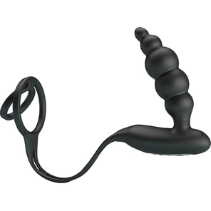  Эрекционное кольцо с анальной вибропробкой-елочкой Vibrating penis sleeve III 