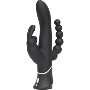  Черный перезаряжаемый вибратор Triple Curve Rechargeable Rabbit Vibrator 25,4 см 