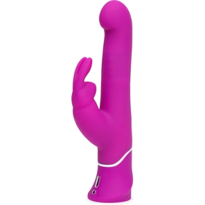  Фиолетовый вибратор с клиторальным стимулятором Beaded G-Spot Rechargeable Rabbit Vibrator 24 см. 