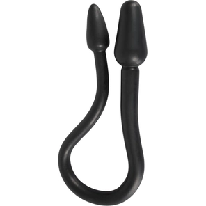  Черный двусторонний анальный плаг с гибким соединением Double Plug 