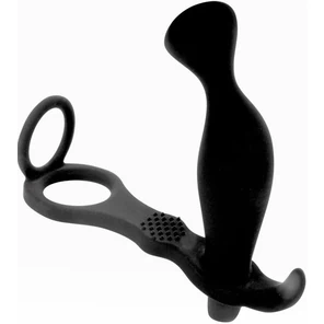  Черное эрекционное кольцо с анальным вибростимулятором Cockring and Anal Pleasure 