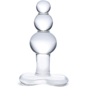  Прозрачная анальная пробка-елочка с 3 шариками Butt Plug with Tapere Base 11 см 