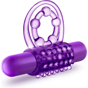  Фиолетовое эрекционное виброкольцо The Player Vibrating Double Strap Cock Ring 
