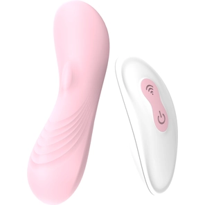  Розовый клиторальный стимулятор REMOTE LAY-ON VIBE 