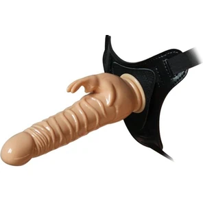  Телесный страпон 10 Mode Vibrations 8.5 Harness Rabbit Dong 19 см 