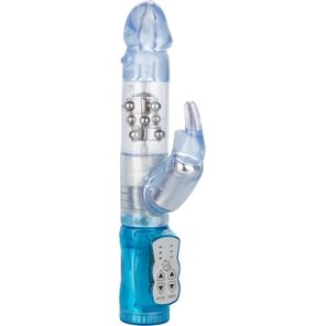  Голубой вибромассажер-кролик Waterproof Jack Rabbit 24 см 