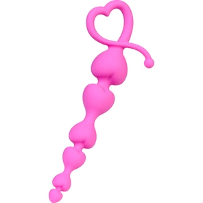  Розовая силиконовая анальная цепочка Sweety 18,5 см 