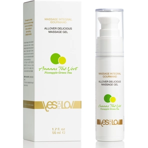  Универсальный массажный гель 3-в-1 Allover Delicious Massage Gel с ароматом ананаса и зеленого чая 50 мл 
