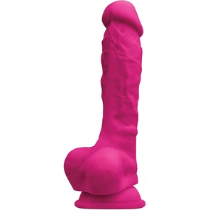  Розовый реалистичный фаллоимитатор с мошонкой Colours Pleasures 7 Dildo 17,8 см 