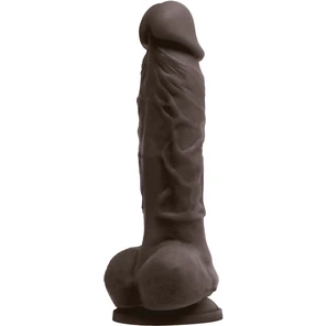  Коричневый силиконовый фаллоимитатор с мошонкой Pleasures 5 Dildo 18 см 