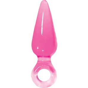  Розовая анальная пробка с кольцом Pleasures Plug Mini 9 см 