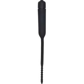  Черный стимулятор уретры с вибрацией Silicone Vibrating Bullet Plug With Beaded Tip 