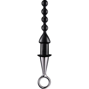 Чёрный анальный плаг-елочка ANAL BEAD WITH PLATED HANDLE 